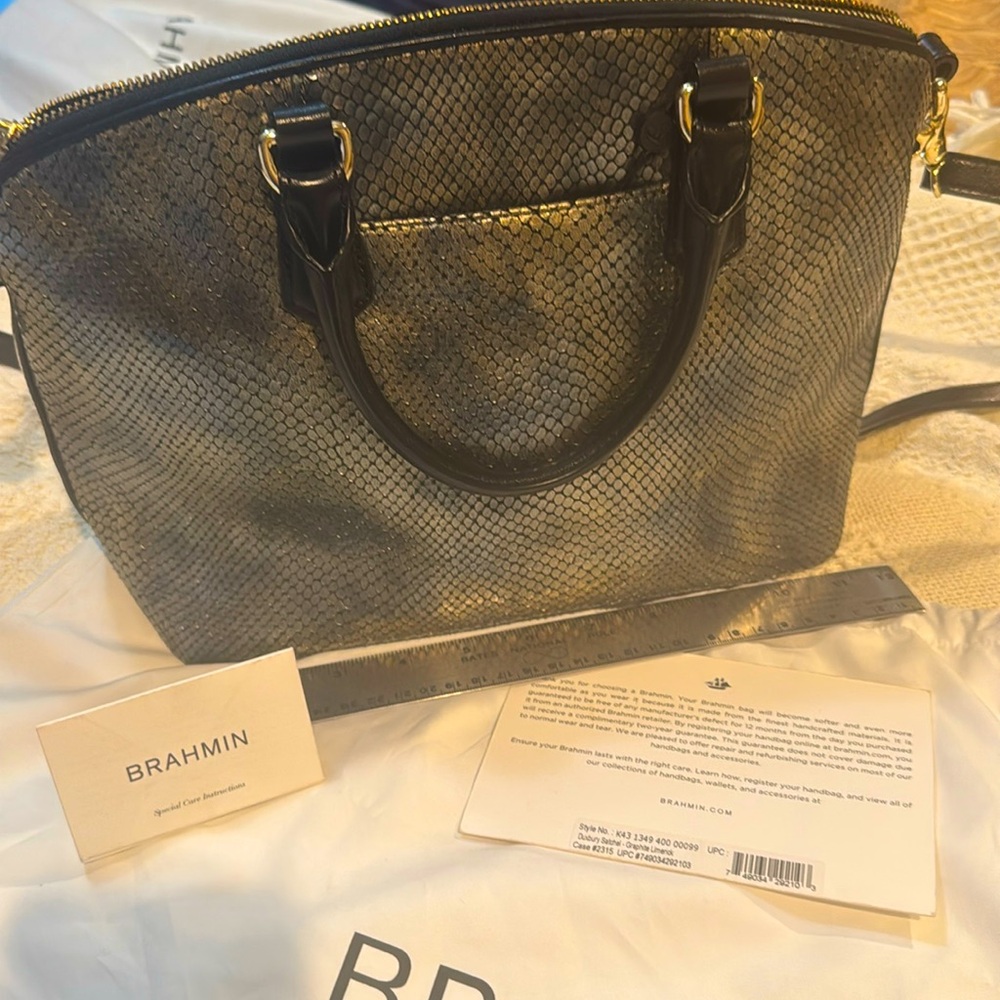 Brahmin Graphite Limerick Satchel